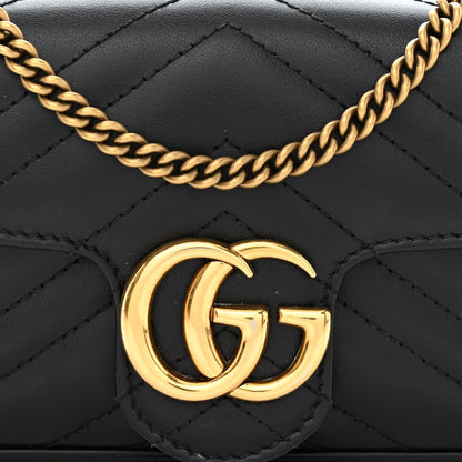 Gucci Calfskin Matelasse Super Mini GG Marmont Shoulder Bag Black 8 of 10