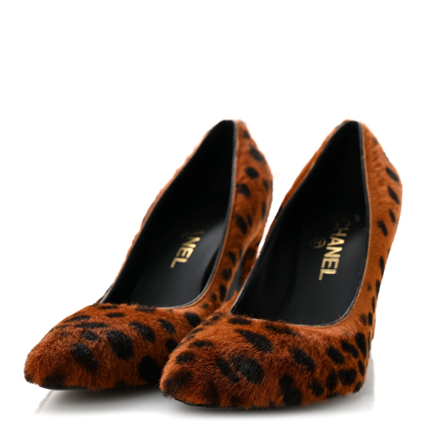 Chanel Pony Hair Lambskin Pumps 38 Brown Black 4 of 10