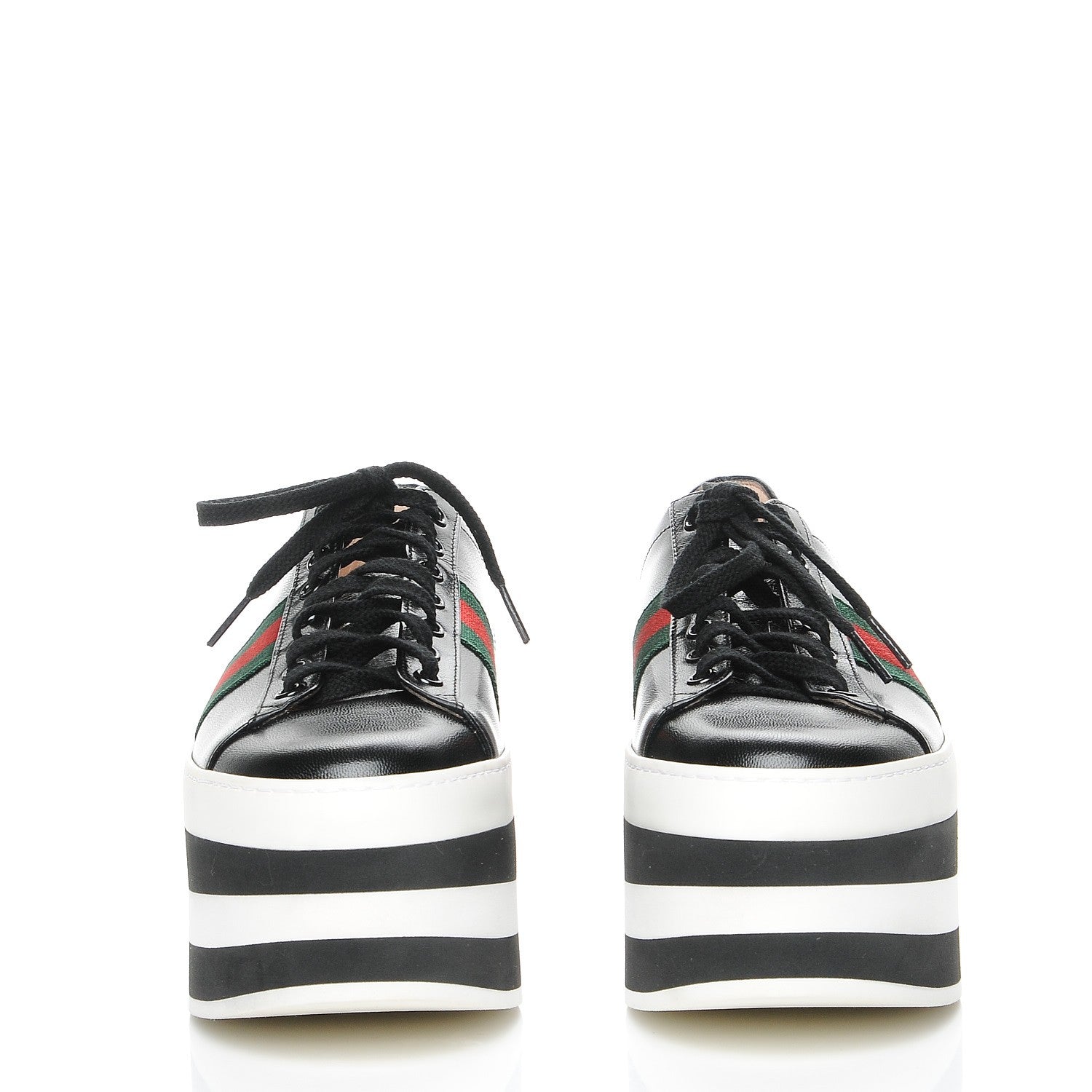 Gucci Malaga Kid Peggy Platform Sneakers 41 Black White 2 of 9