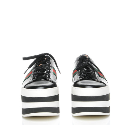 Gucci Malaga Kid Peggy Platform Sneakers 41 Black White 2 of 9