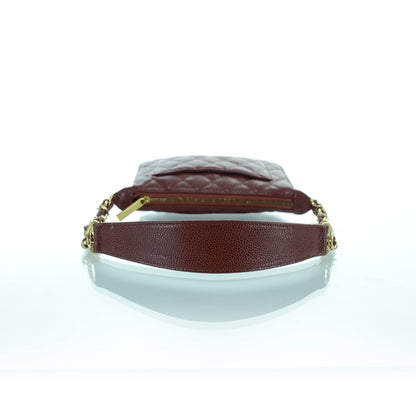Chanel Caviar Quilted Pochette Dark Red 4 of 10