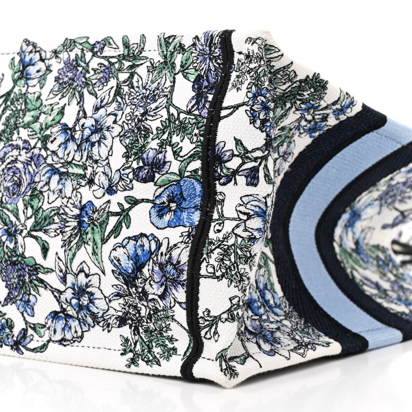 Canvas Embroidered Medium Flowers Book Tote Blue