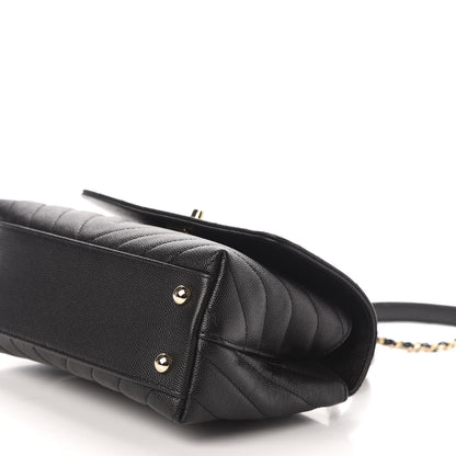 Chanel Caviar Chevron Quilted Mini Coco Handle Flap Black 9 of 11