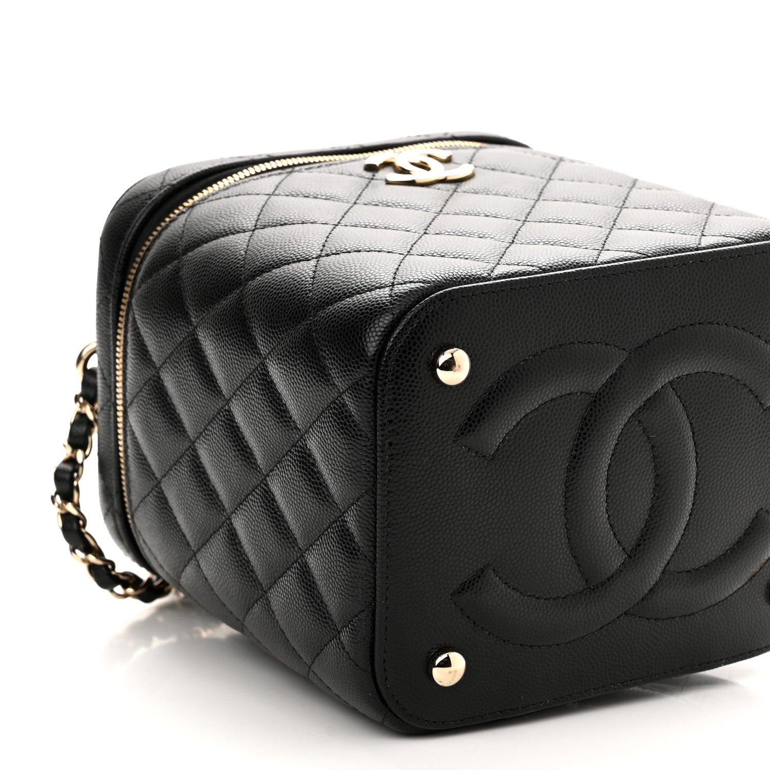 Chanel Caviar Quilted Small Top Handle Vanity Case With Chain Black 8 of 9