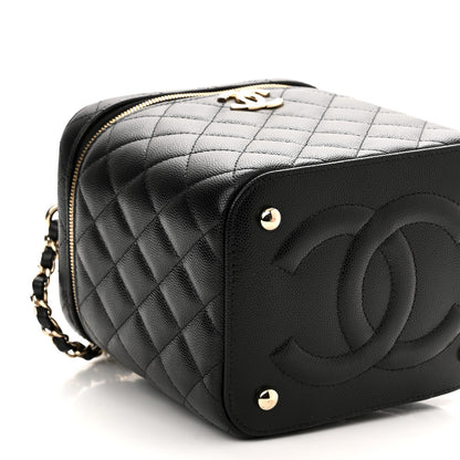 Chanel Caviar Quilted Small Top Handle Vanity Case With Chain Black 8 of 9