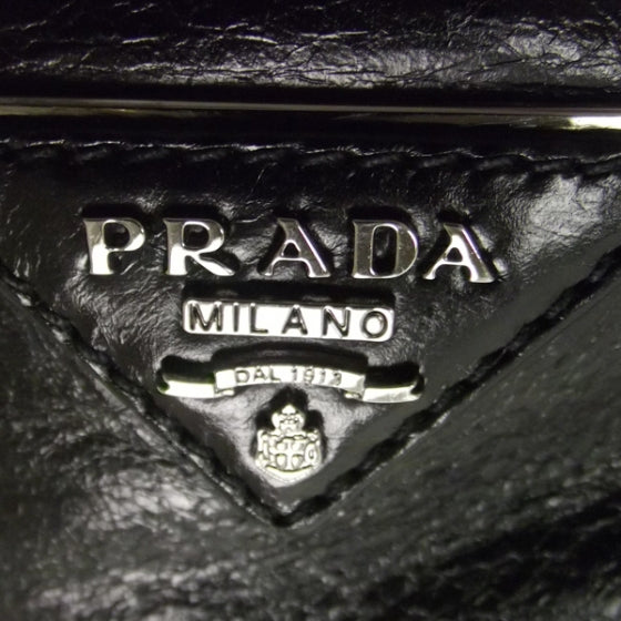 Prada Vitello Shine Turnlock Flap Shoulder Bag Black 12 of 12