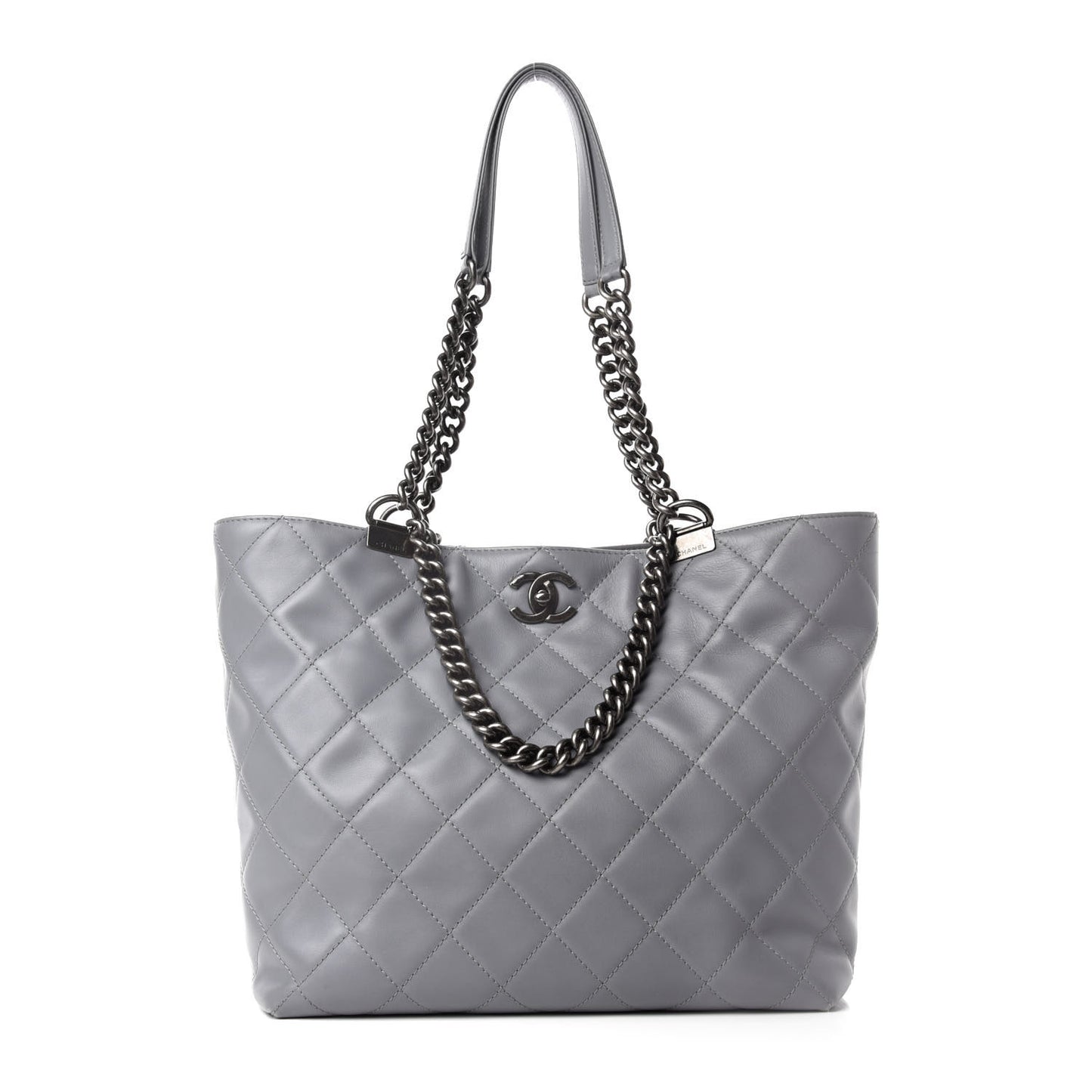 Lambskin Quilted Shopping Tote Grey