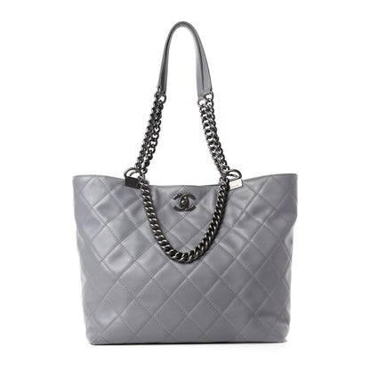 Chanel Lambskin Quilted Shopping Tote Grey 1 of 11