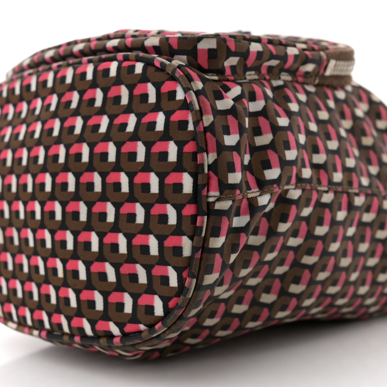 Prada Nylon Saffiano Otta Print Bucket Crossbody Bag Rosa 9 of 11