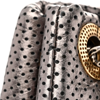 Chanel Metallic Crackled Calfskin Perforated Drill Shoulder Bag Silver 13 of 13