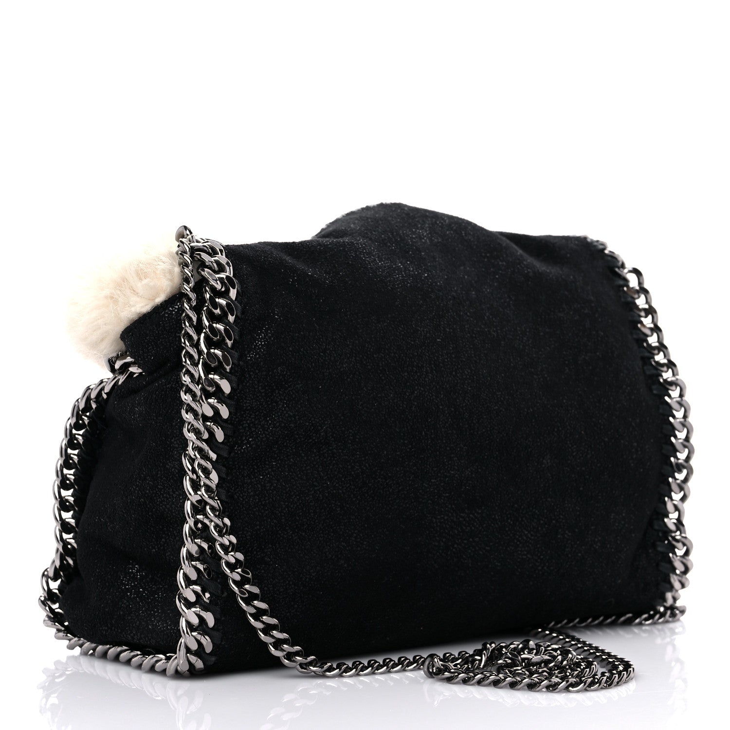 Stella McCartney Shaggy Deer Fur Falabella Fold Over Tote Black 2 of 8
