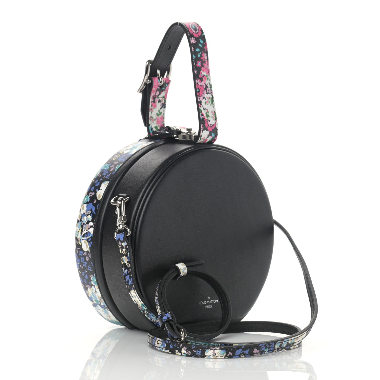 Louis Vuitton Calfskin Floral Print Petite Boite Chapeau Black 4 of 13