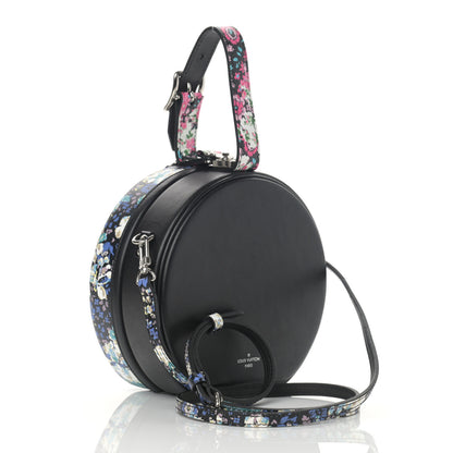 Louis Vuitton Calfskin Floral Print Petite Boite Chapeau Black 4 of 13