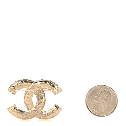 Chanel Crystal Textured CC Brooch Light Gold 2 of 4