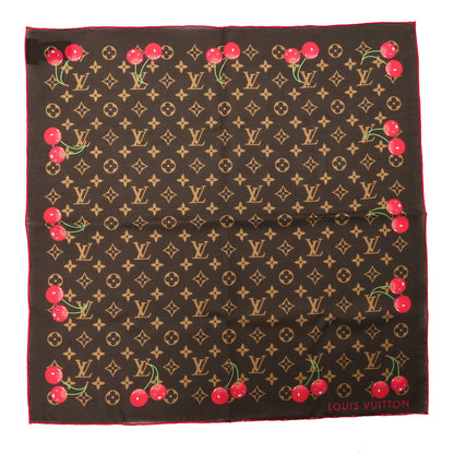 Louis Vuitton LV X TM Silk Monogram Cerise Square Scarf 55 Brown 1 of 3