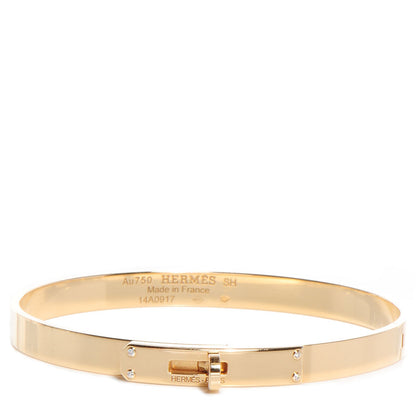 Hermes 18k Yellow Gold Diamond Kelly PM Bangle Small 1 of 5