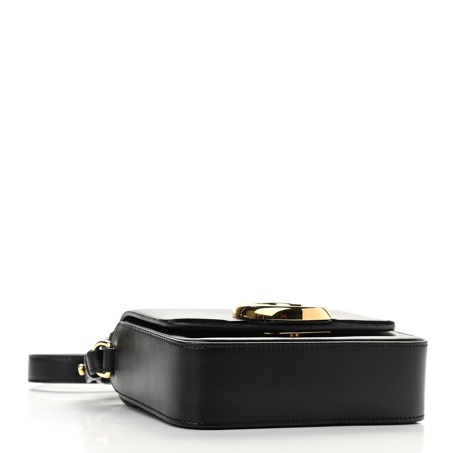 Shiny Calfskin Suede Mini C Double Carry Black