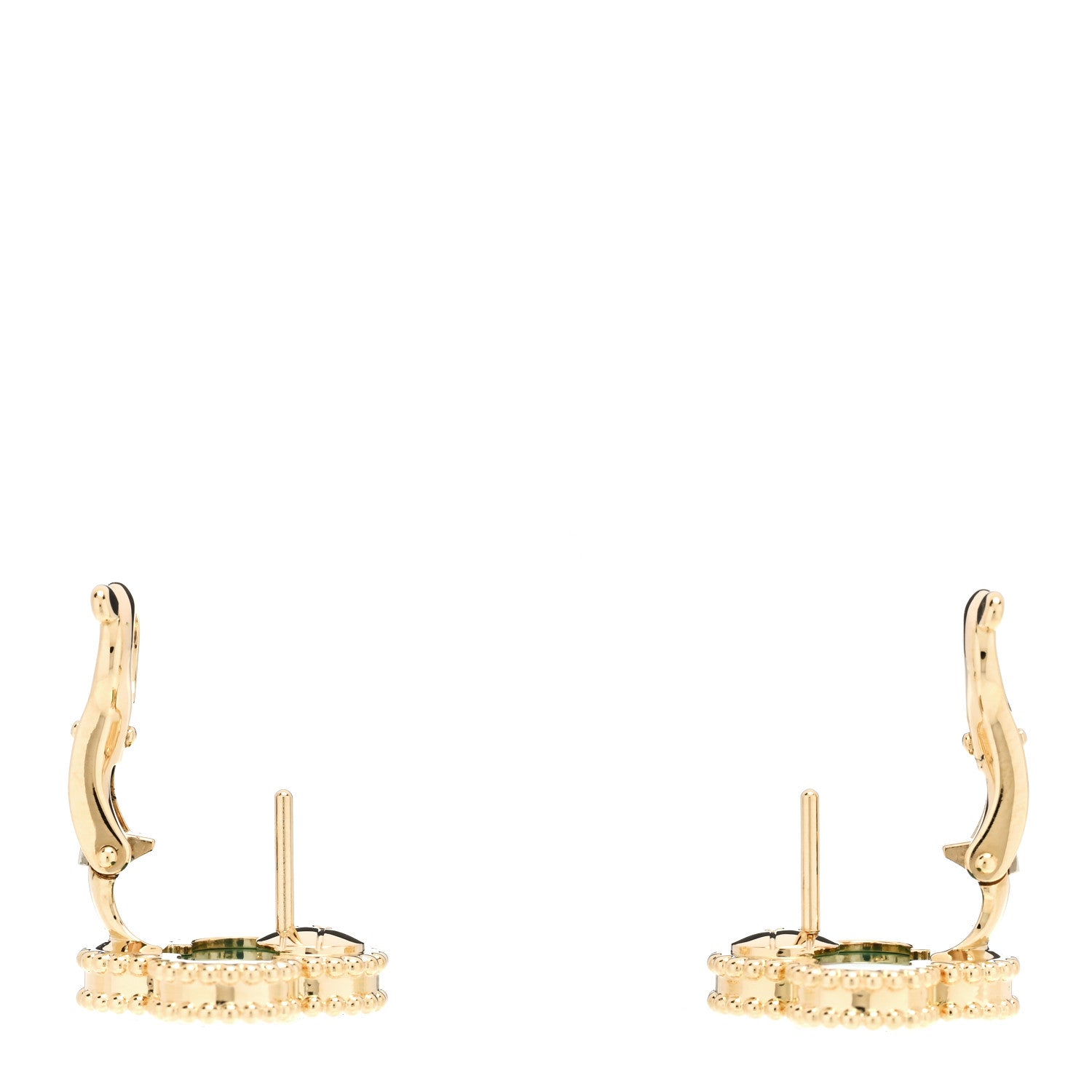 Van Cleef & Arpels 18K Yellow Gold Malachite Vintage Alhambra Earrings 3 of 5