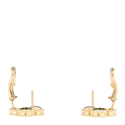 Van Cleef & Arpels 18K Yellow Gold Malachite Vintage Alhambra Earrings 3 of 5