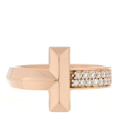 Tiffany 18K Rose Gold Diamond T T1 Ring 52 6 1 of 5