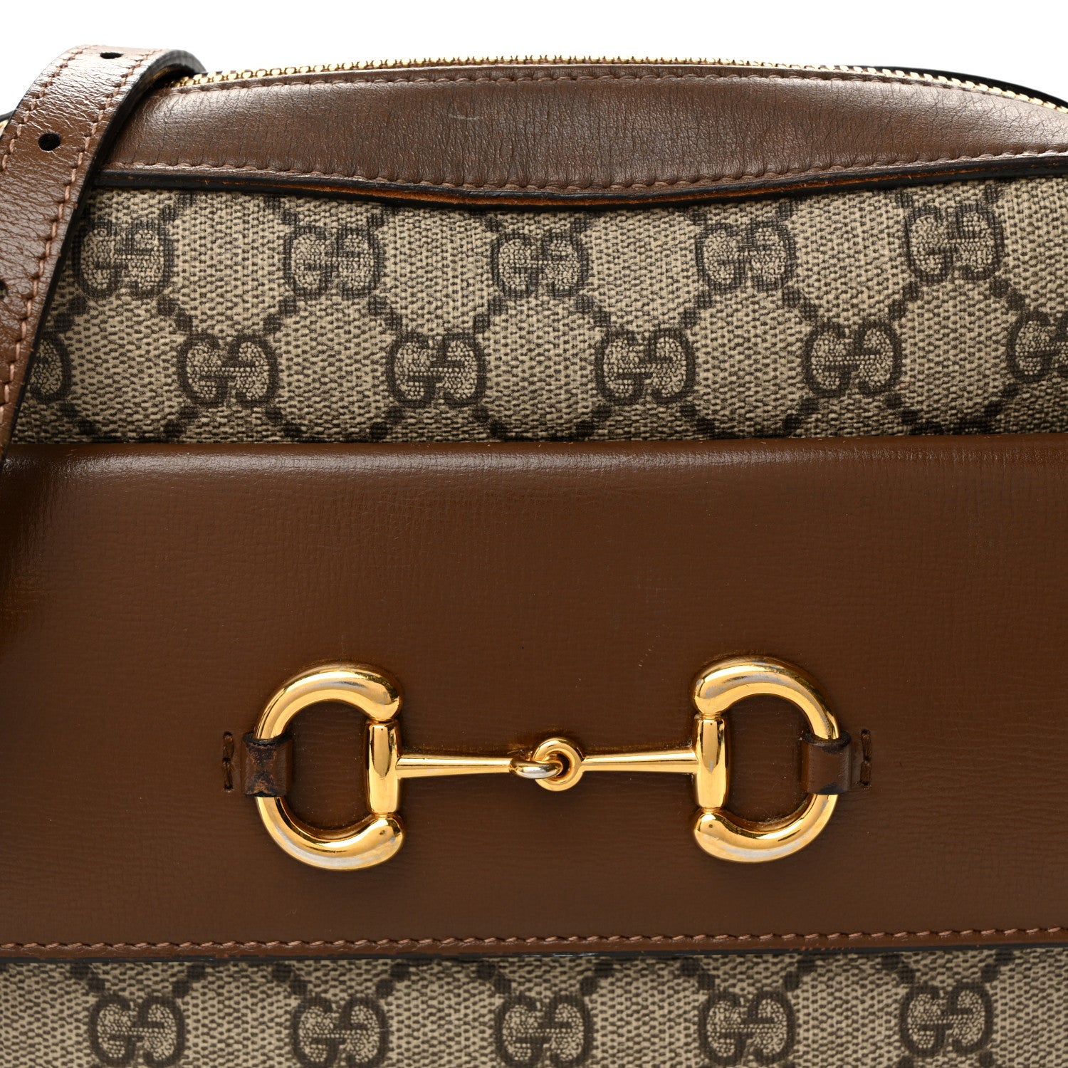 Gucci GG Supreme Monogram Small Horsebit 1955 Shoulder Bag Beige Brown Sugar 8 of 13