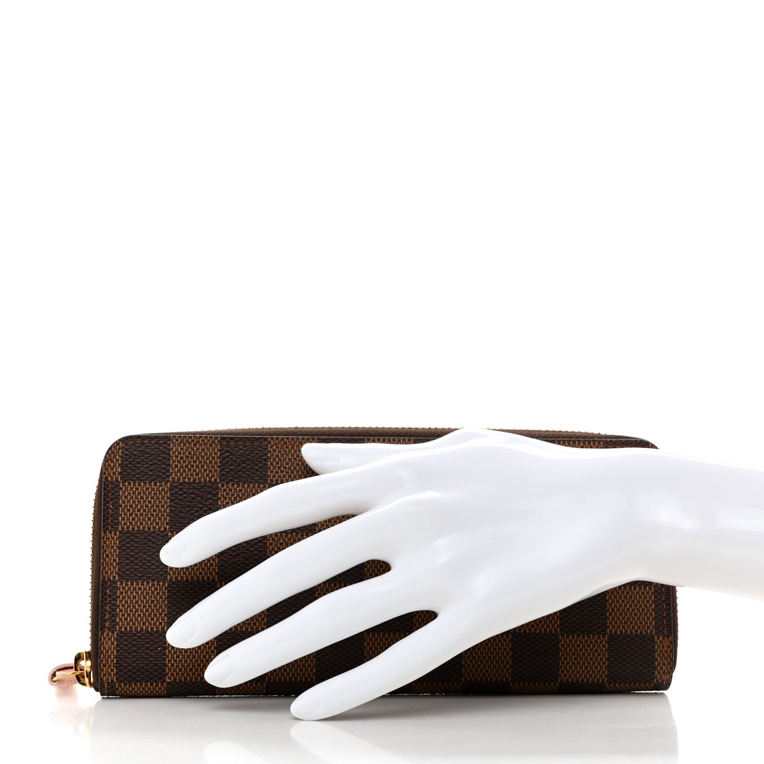 Louis Vuitton Damier Ebene Clemence Wallet Rose Ballerine 2 of 8