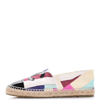 Chanel Patent Fabric Striped CC Espadrilles 39 Multicolor Black 1 of 12