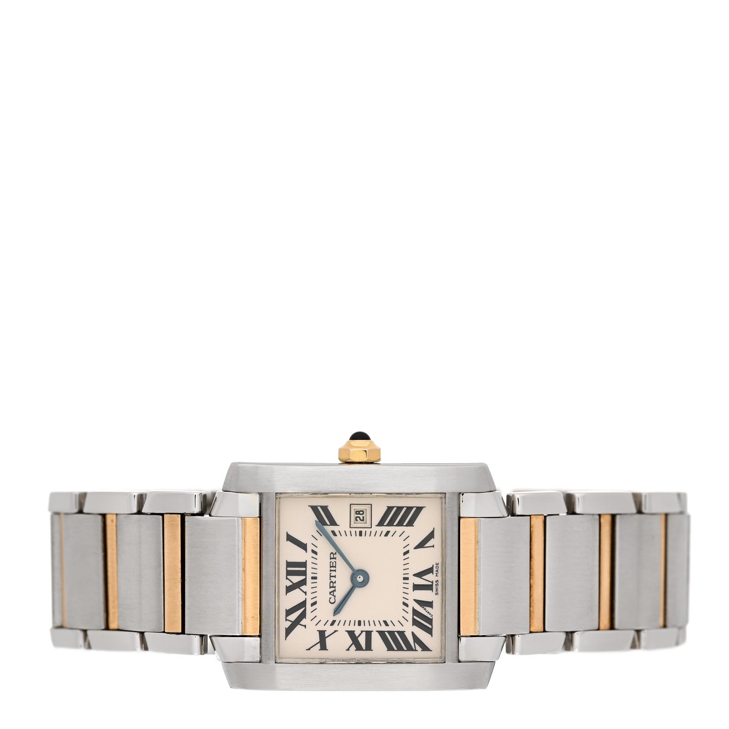 Stainless Steel 18K Yellow Gold 25mm Tank Francaise Quartz Watch