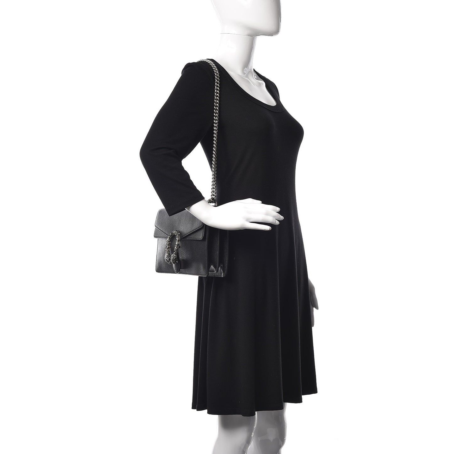 Pebbled Calfskin Small Dionysus Shoulder Bag Black