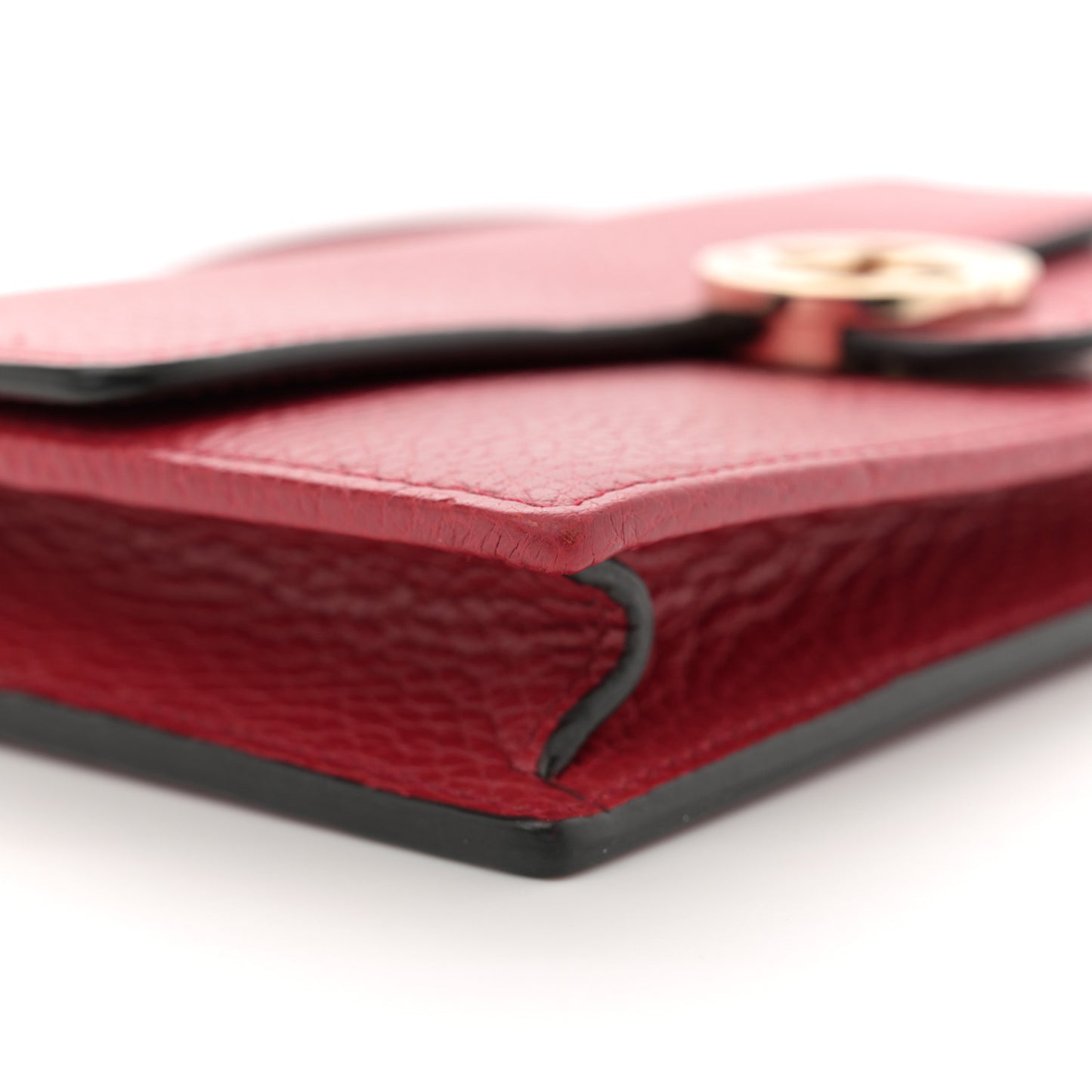 Dollar Calfskin Interlocking G Chain Wallet Red