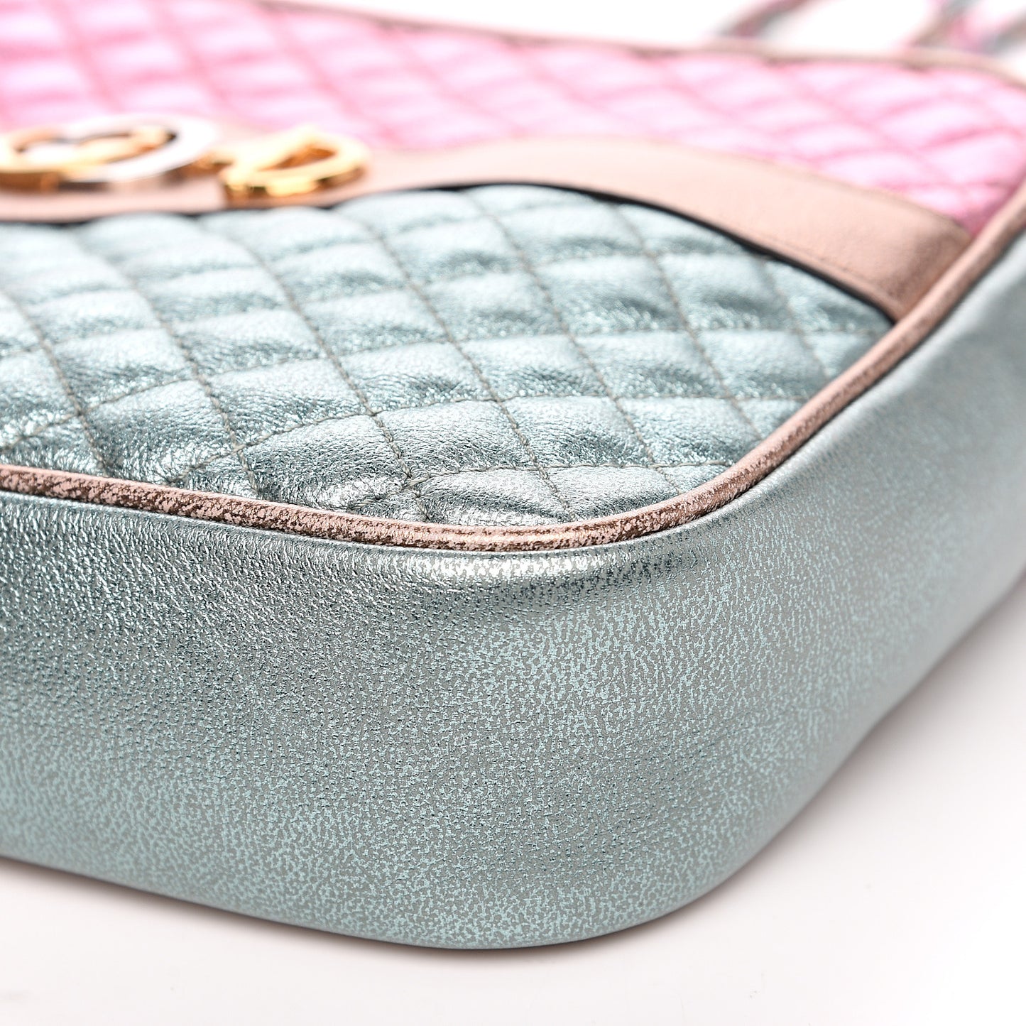 Laminated Nappa Trapuntata Small Zumi Shoulder Bag Rosa Lago Rame