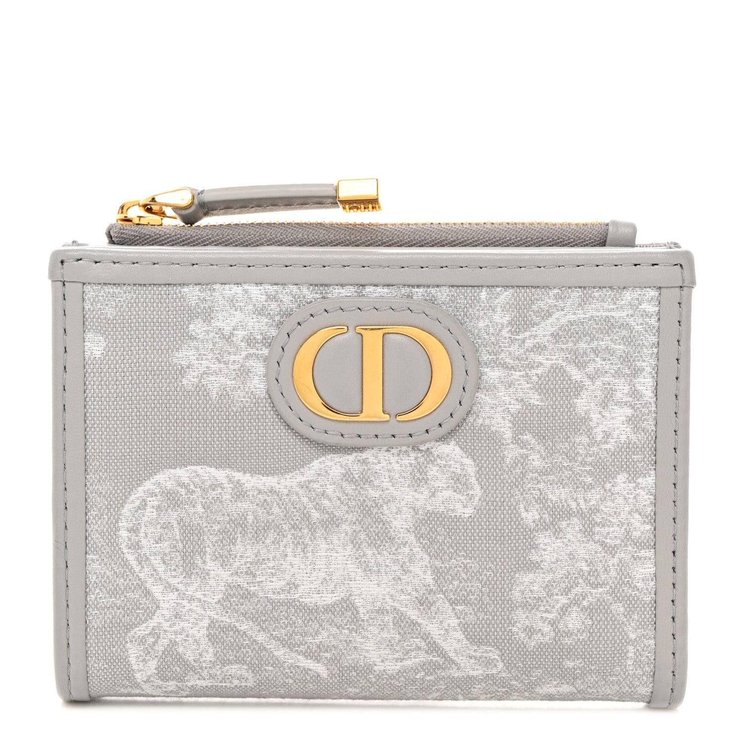 Christian Dior Toile de Jouy Reverse Jacquard Dahlia Wallet Gray 1 of 9