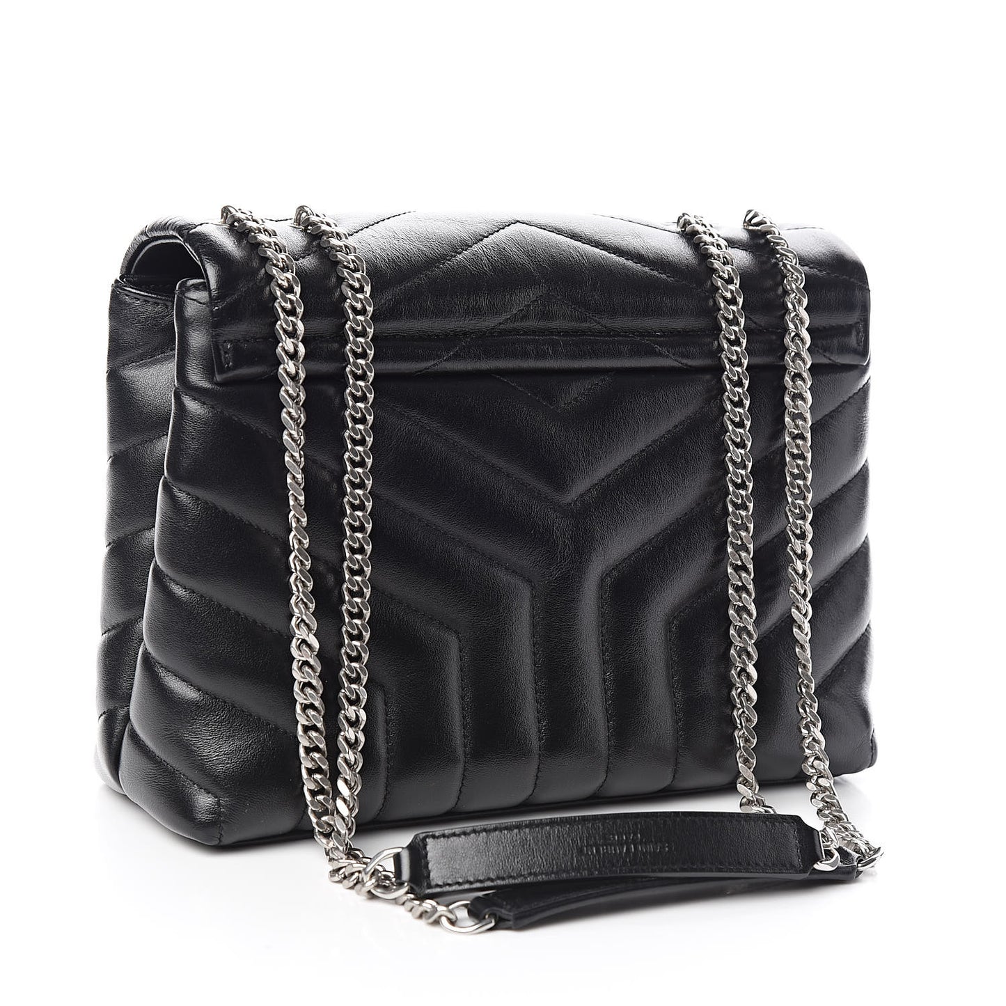 Calfskin Y Quilted Monogram Small Loulou Chain Satchel Black