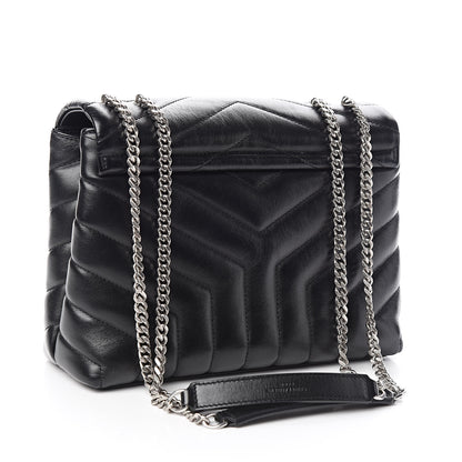 Saint Laurent Calfskin Y Quilted Monogram Small Loulou Chain Satchel Black 3 of 10