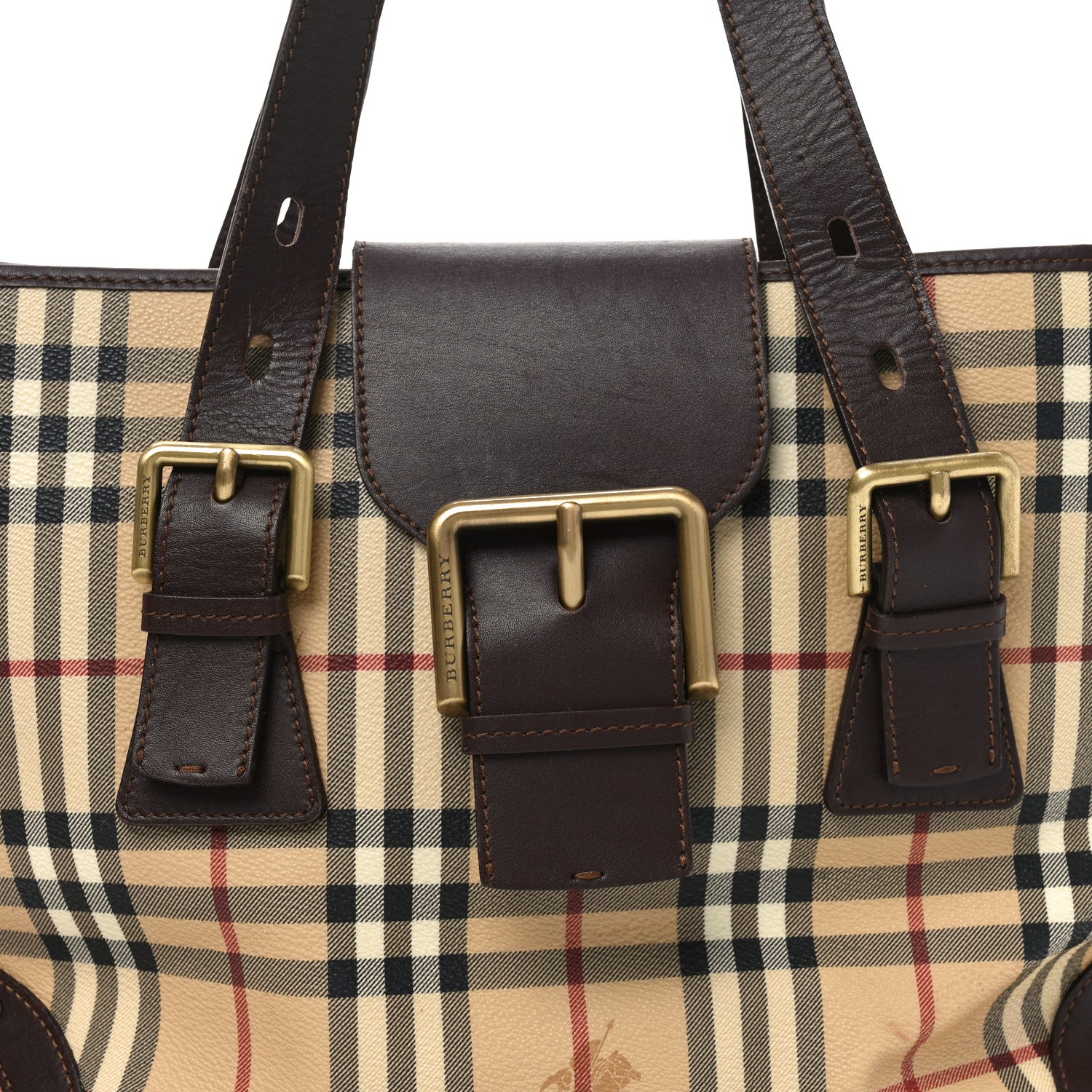Burberry Haymarket Check Buckle Satchel Chocolate 7 of 9