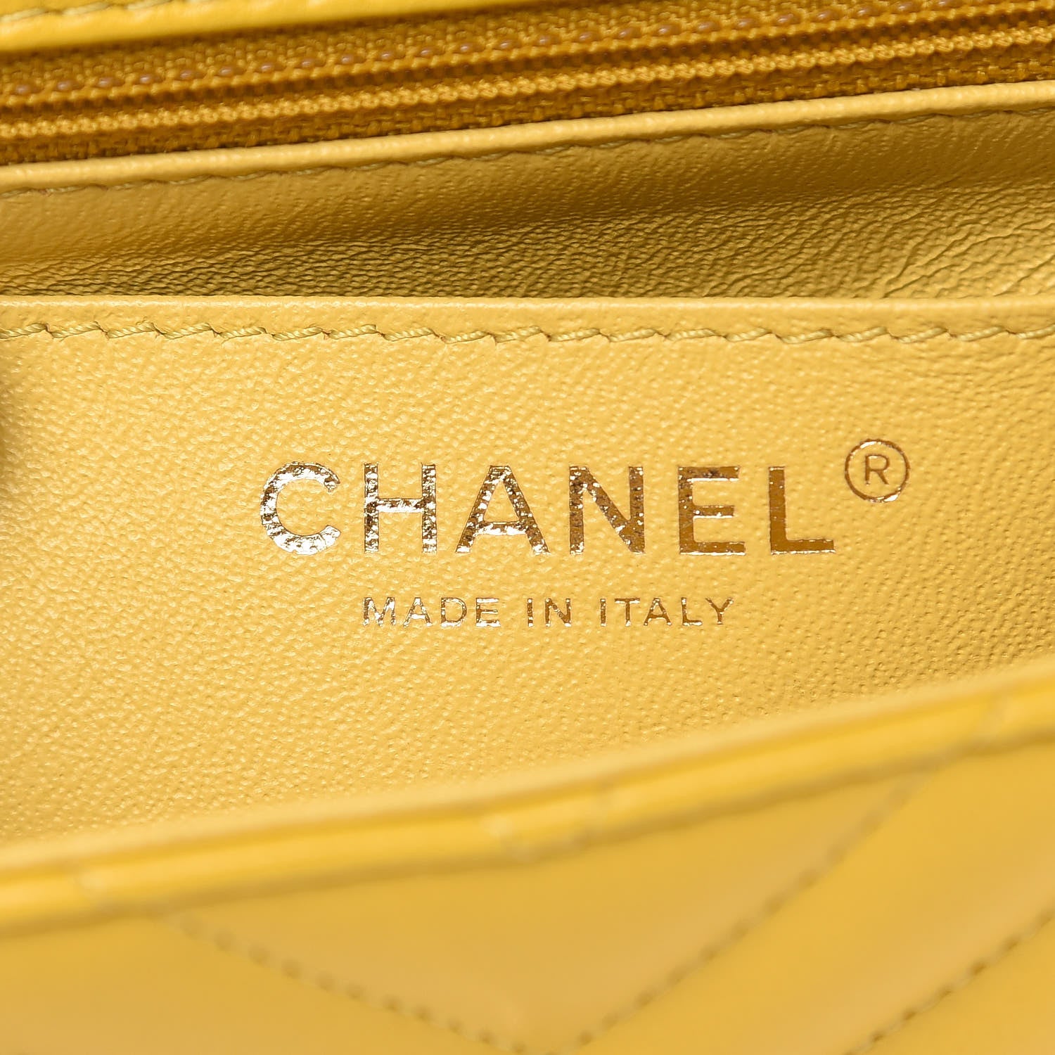 Chanel Lambskin Chevron Quilted Mini Rectangular Flap Yellow 6 of 9