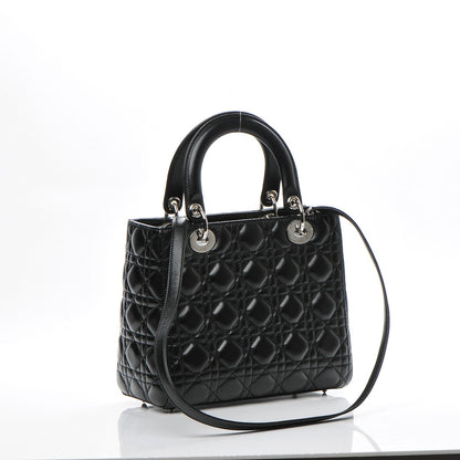 Christian Dior Lambskin Cannage Medium Lady Dior Black 3 of 8
