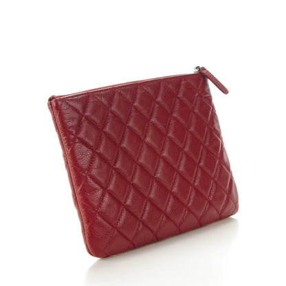 Chanel Caviar Quilted Medium Cosmetic Case Dark Red 3 of 7