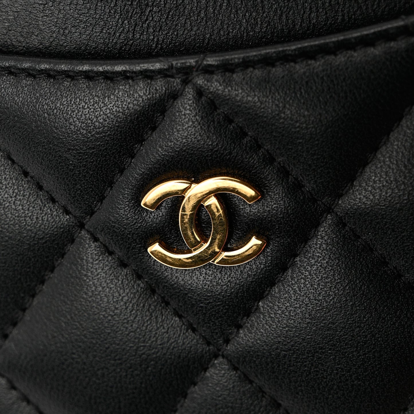 Lambskin Quilted Card Holder Black