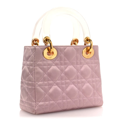 Christian Dior Satin Swarovski Crystal Acrylic PVC Cannage Mini Lady Dior Pink 3 of 15
