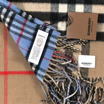 Burberry Cashmere Vintage Check Giant Check Scarf Opal Blue 3 of 3