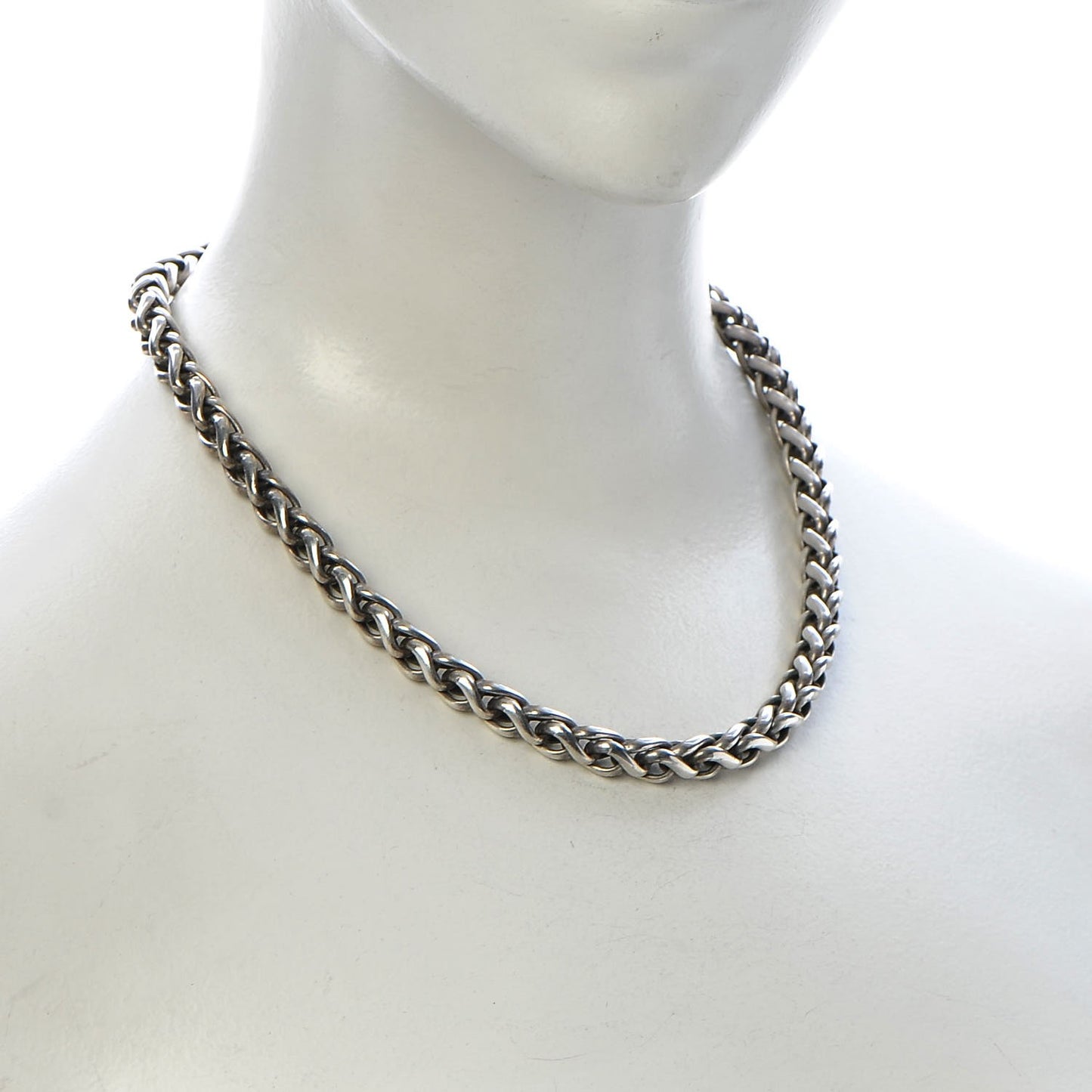 Sterling Silver 14K Yellow Gold 8mm Wheat Chain Necklace