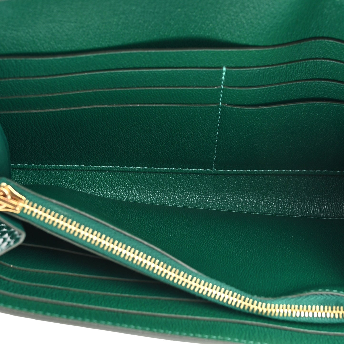 Shiny Alligator Kelly Wallet Longue Vert Emeraude