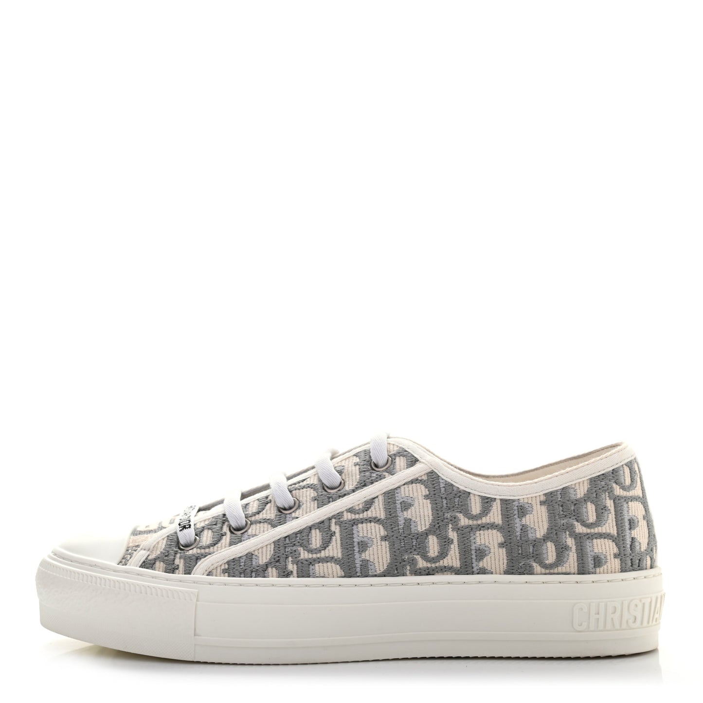 Canvas Oblique Walk'N'Dior Low Top Sneakers 38 Grey Stone