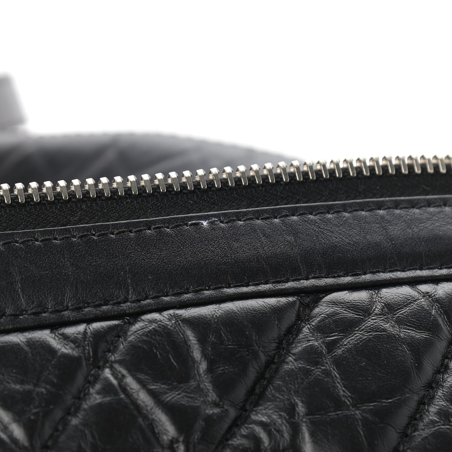 Aged Calfskin Chevron Quilted Duffle Bag Black