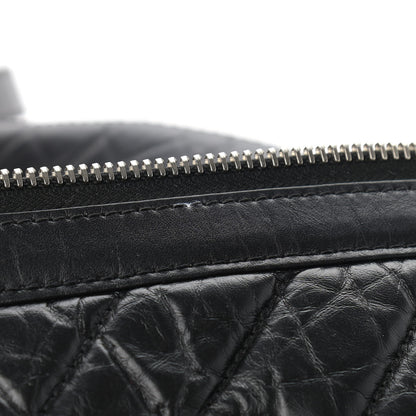 Chanel Aged Calfskin Chevron Quilted Duffle Bag Black 12 of 15