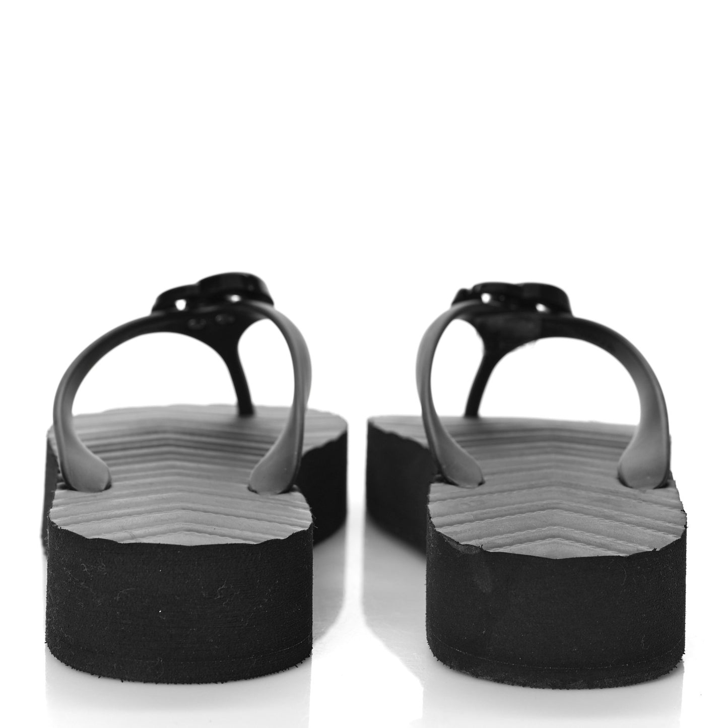 Rubber Chevron Womens GG Thong Sandals 37 Black