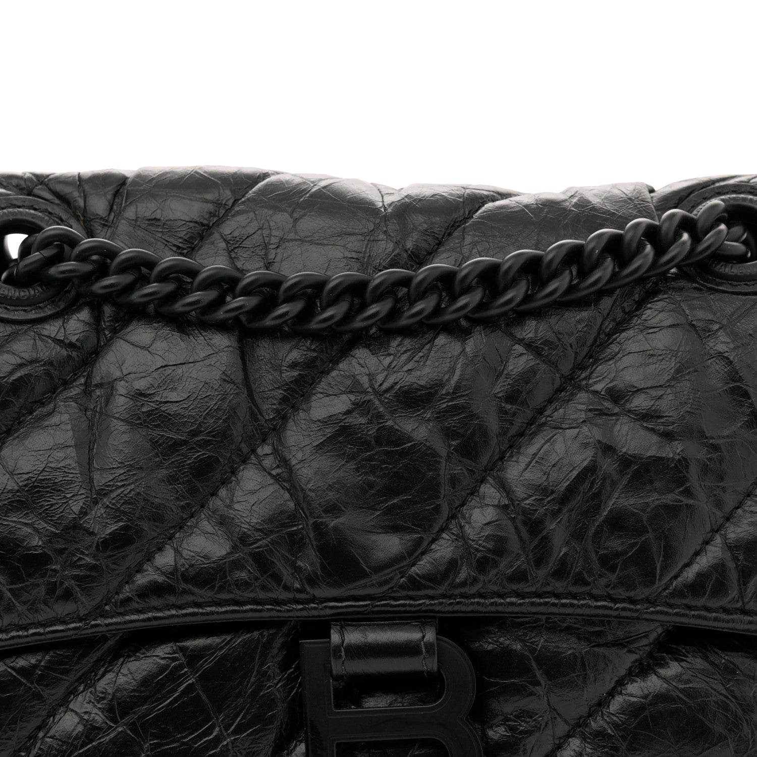 Balenciaga Crushed Calfskin Quilted Matte Black Hardware Small Crush Chain Bag Black 8 of 12