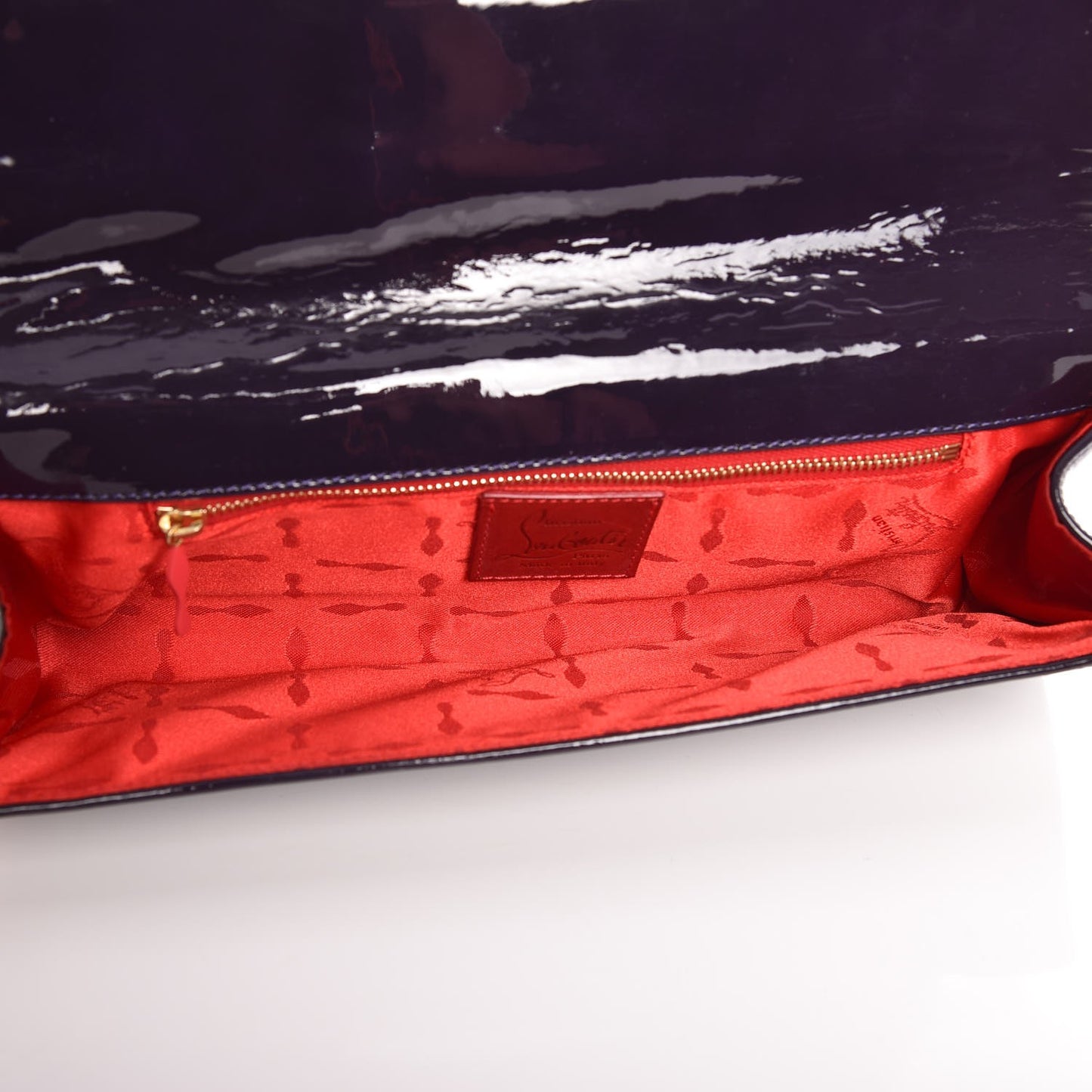 Patent Calfskin Aionoeud Bow Clutch Purple