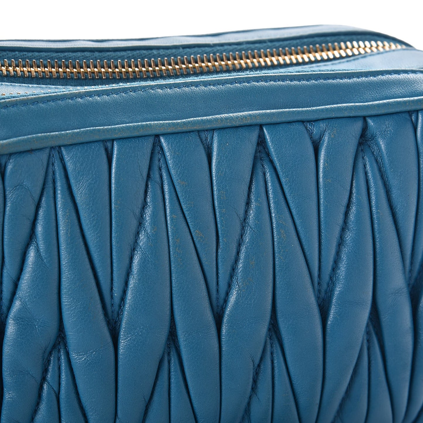 Nappa Matelasse Double Zip Shoulder Bag Turchese